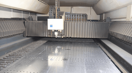 Precision laser cutting machine in operation