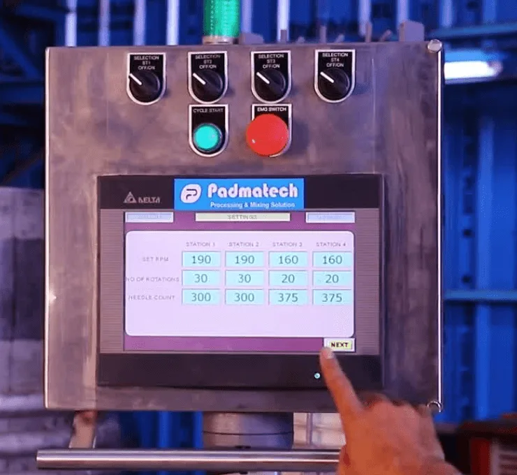 Automatic needle-filling machine control panel