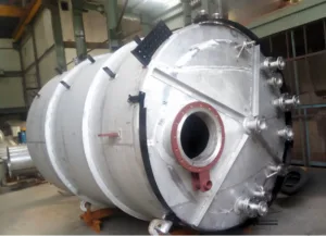 Horizontal stainless steel chemical storage tank