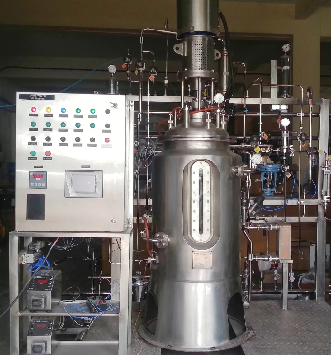 Bioreactor and fermenter system designed for industrial applications, manufactured by a leading fermenter manufacturer in India