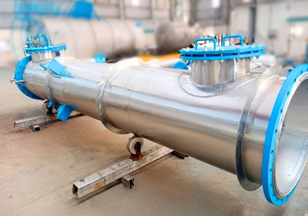 Custom-fabricated industrial distillation column for multiple distillation processes in large-scale manufacturing