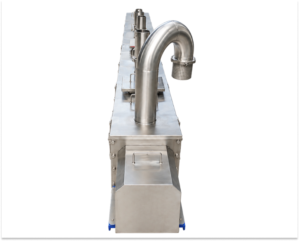 Vertical screw conveyor for chemical, pharmaceutical, and food processing industries.
