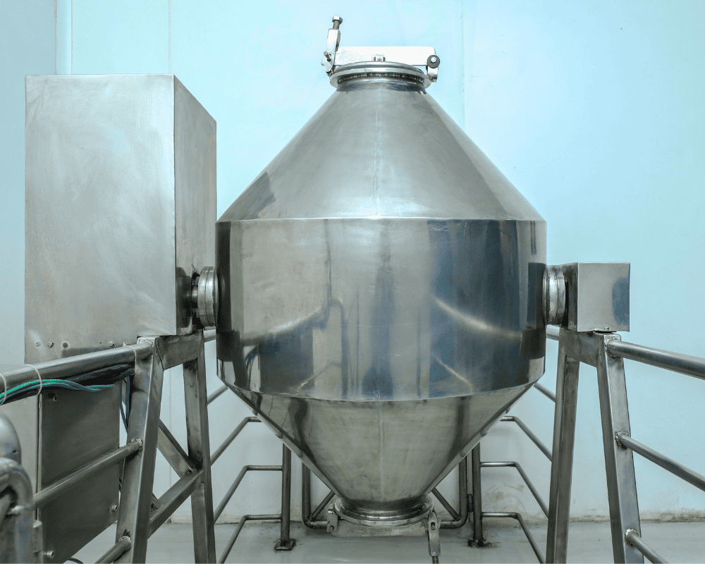 Double cone blender built for consistent and reliable mixing in manufacturing processes.